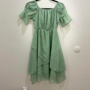 GREEN KIDS MIDI DRESS